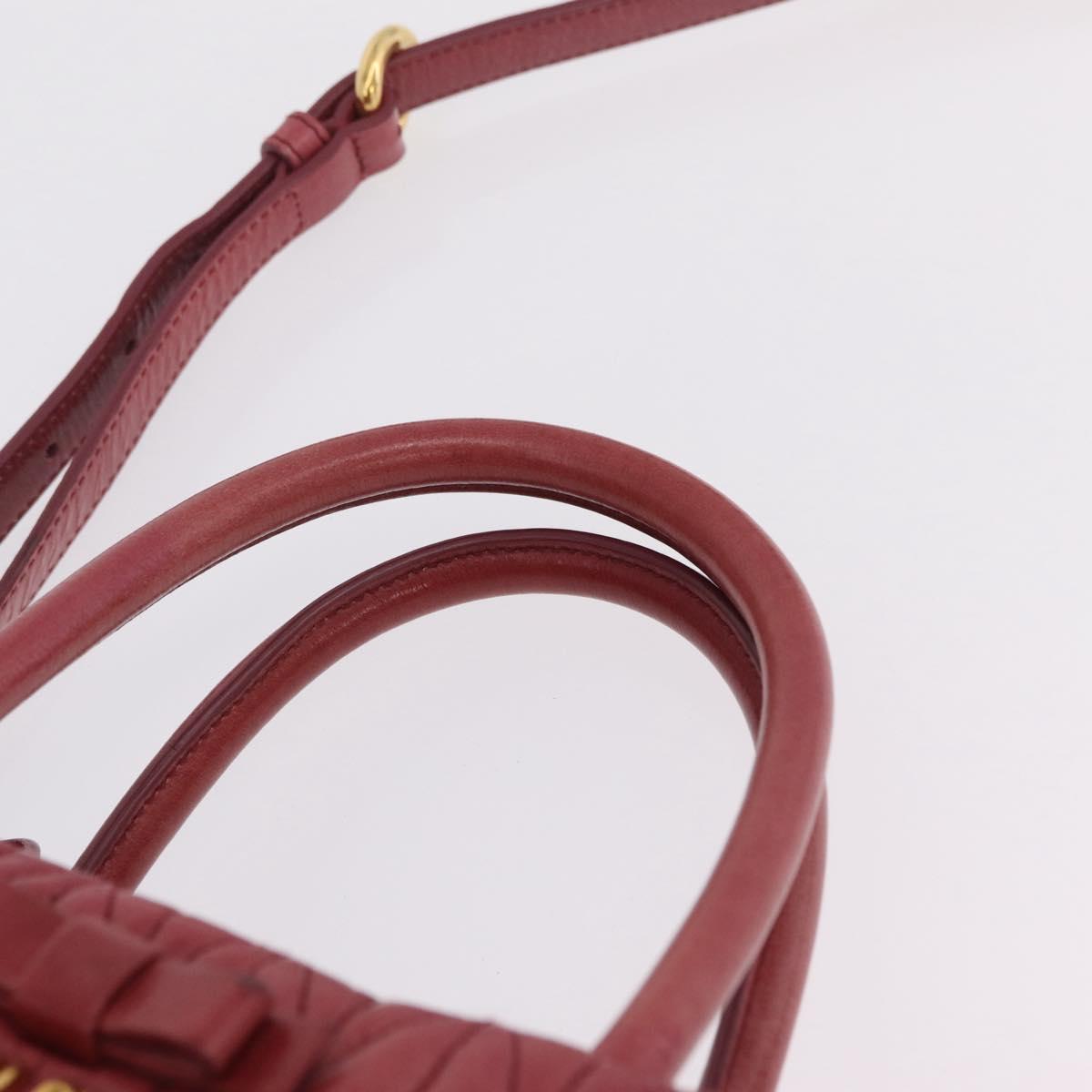 Miu Miu Matelasse Hand Bag Leather 2way Pink Gold Auth 201984A