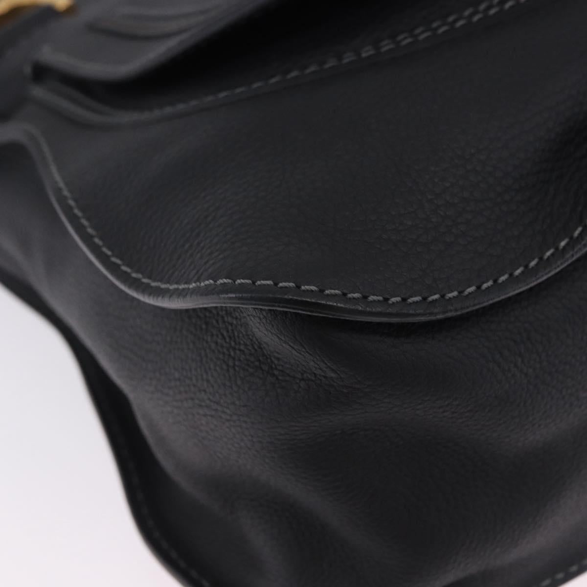 Chloe Mercy Hand Bag Leather Black Gold Auth 201985V