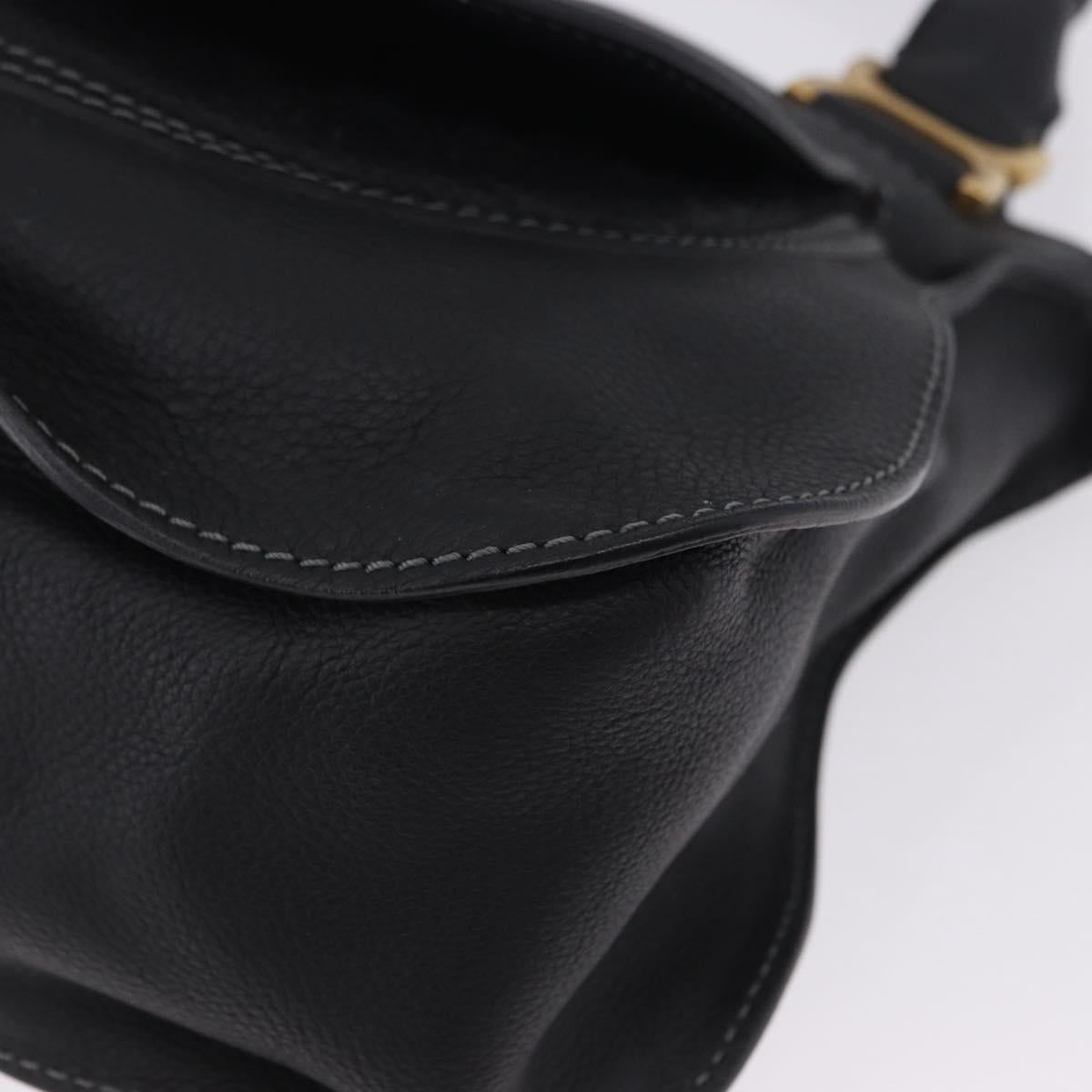 Chloe Mercy Hand Bag Leather Black Gold Auth 201985V