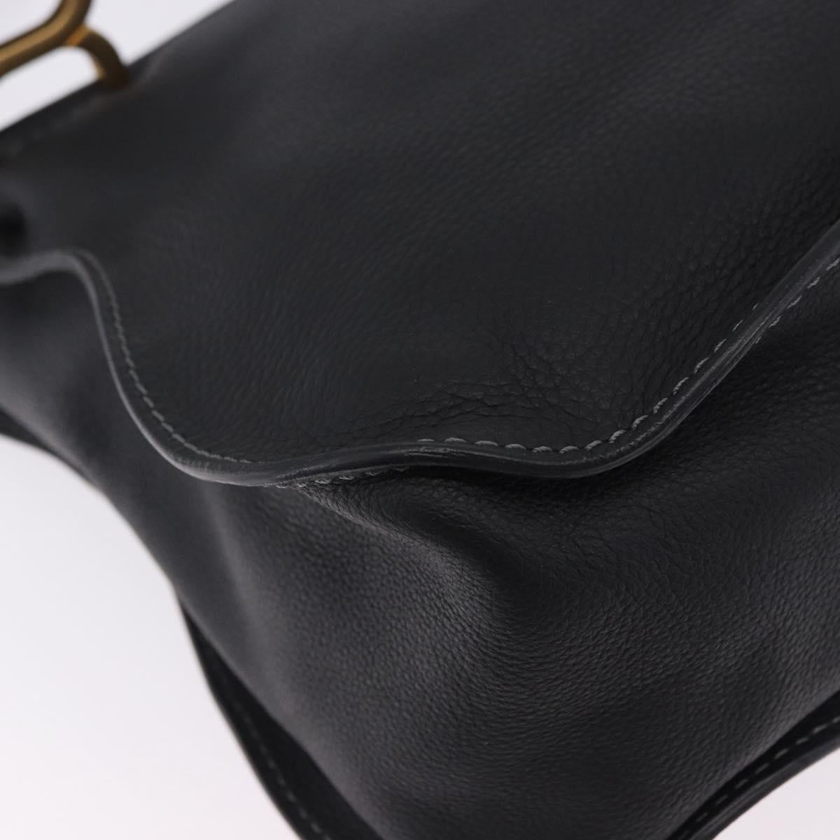 Chloe Mercy Hand Bag Leather Black Gold Auth 201985V