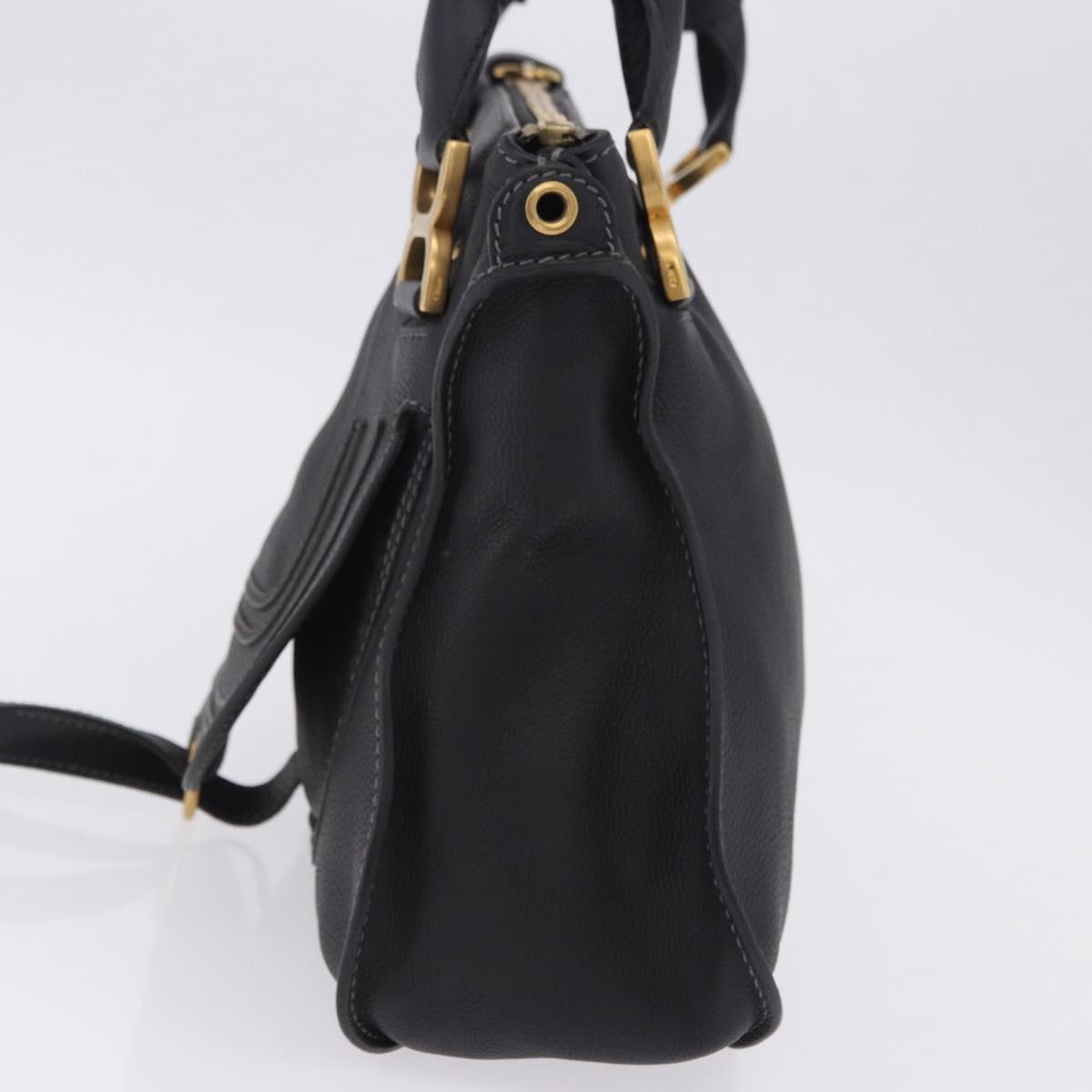 Chloe Mercy Hand Bag Leather Black Gold Auth 201985V