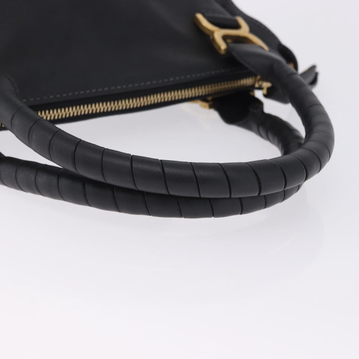 Chloe Mercy Hand Bag Leather Black Gold Auth 201985V