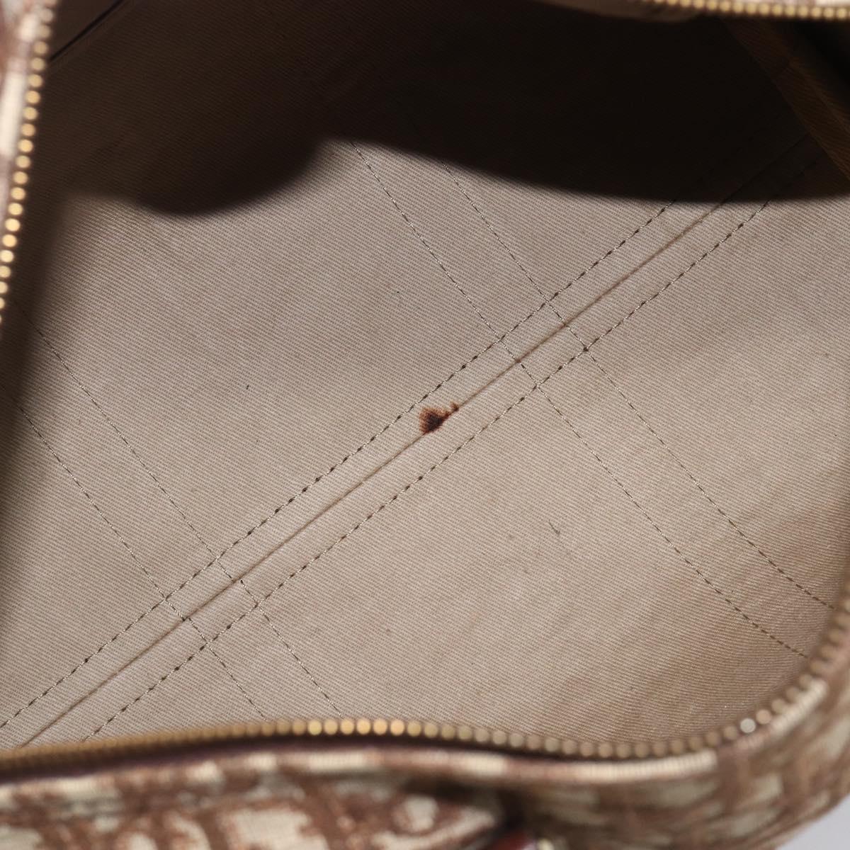 Christian Dior Trotter Canvas Boston Bag Brown Gold Auth 201986A
