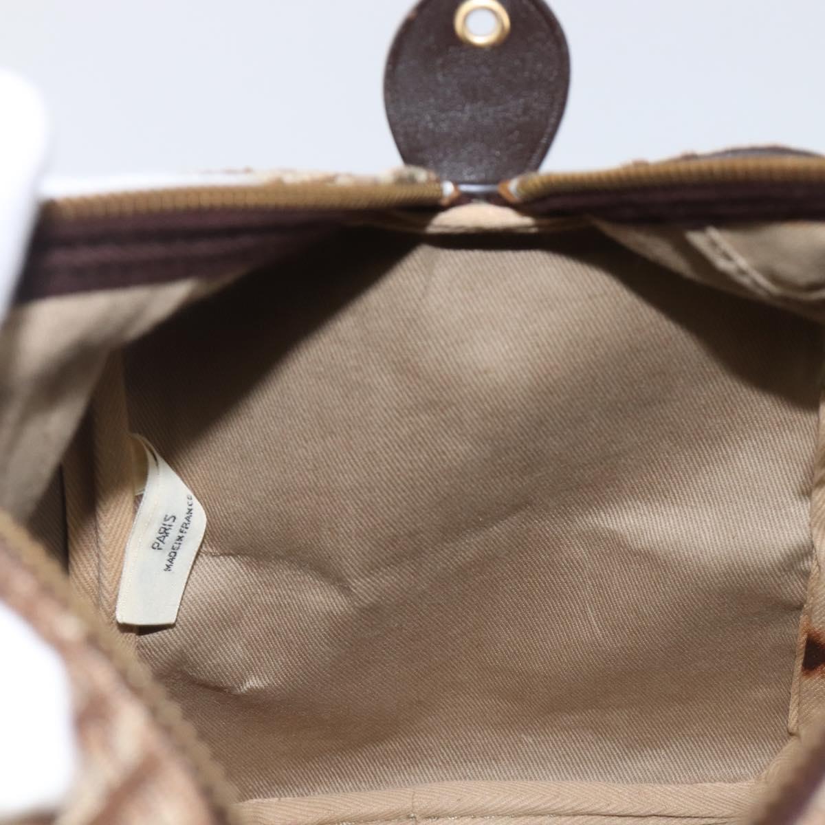 Christian Dior Trotter Canvas Boston Bag Brown Gold Auth 201986A