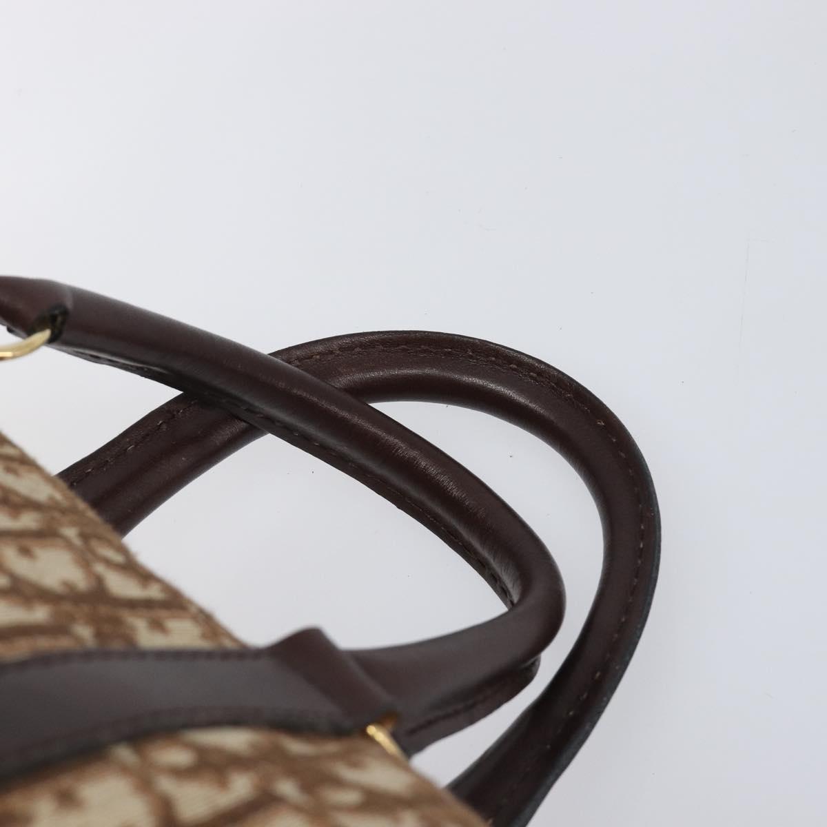 Christian Dior Trotter Canvas Boston Bag Brown Gold Auth 201986A