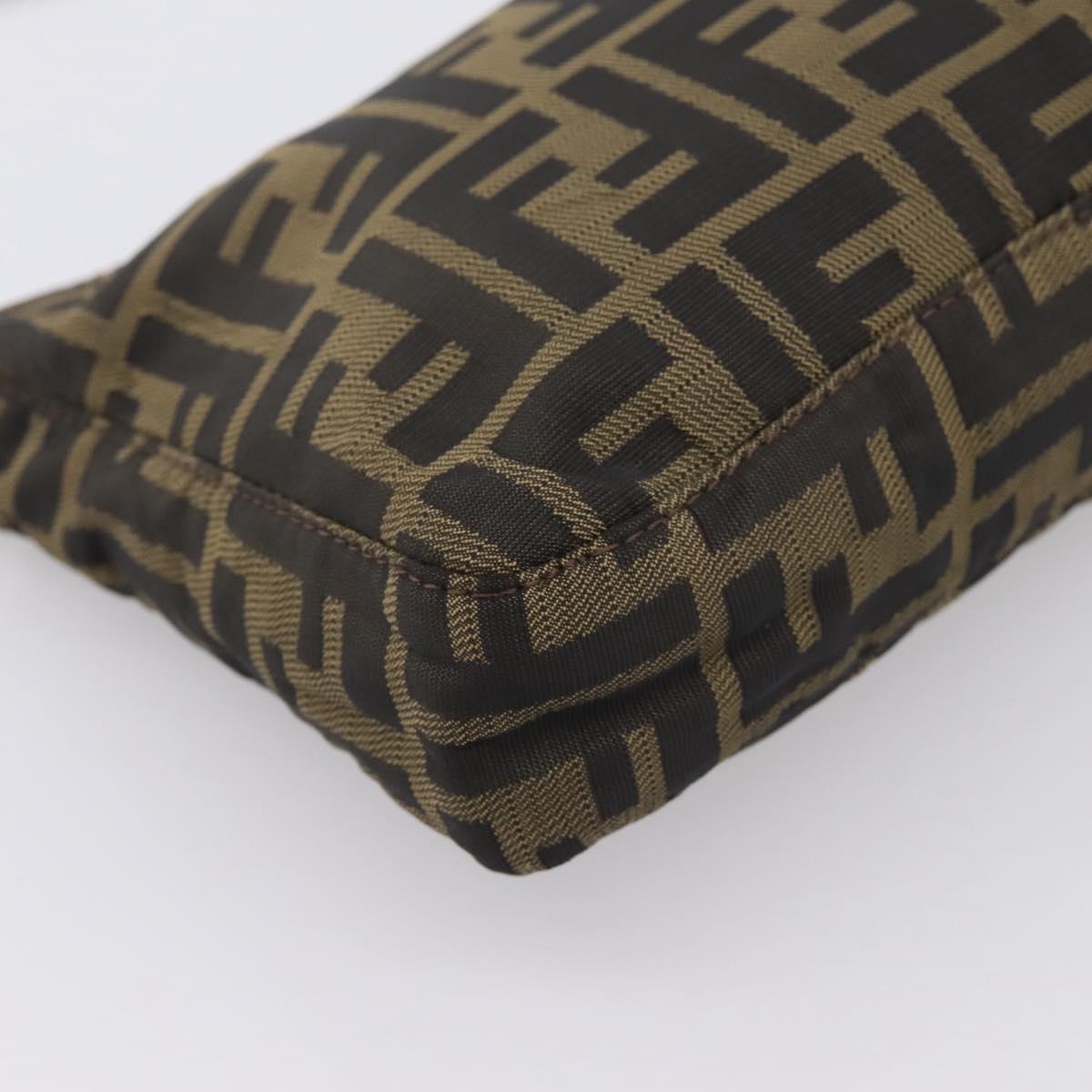 FENDI Zucca Canvas Shoulder Bag Brown Black Auth 201988