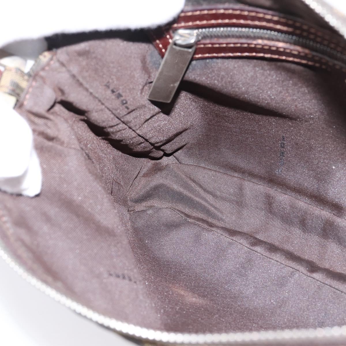 FENDI Zucca Canvas Shoulder Bag Brown Black Auth 201988