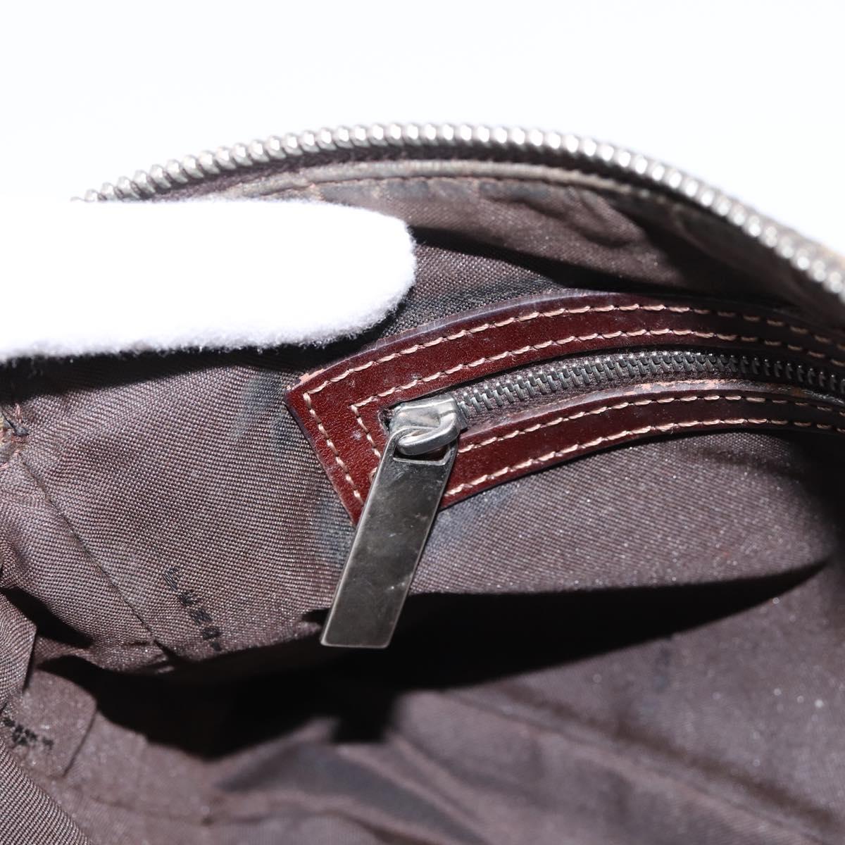 FENDI Zucca Canvas Shoulder Bag Brown Black Auth 201988