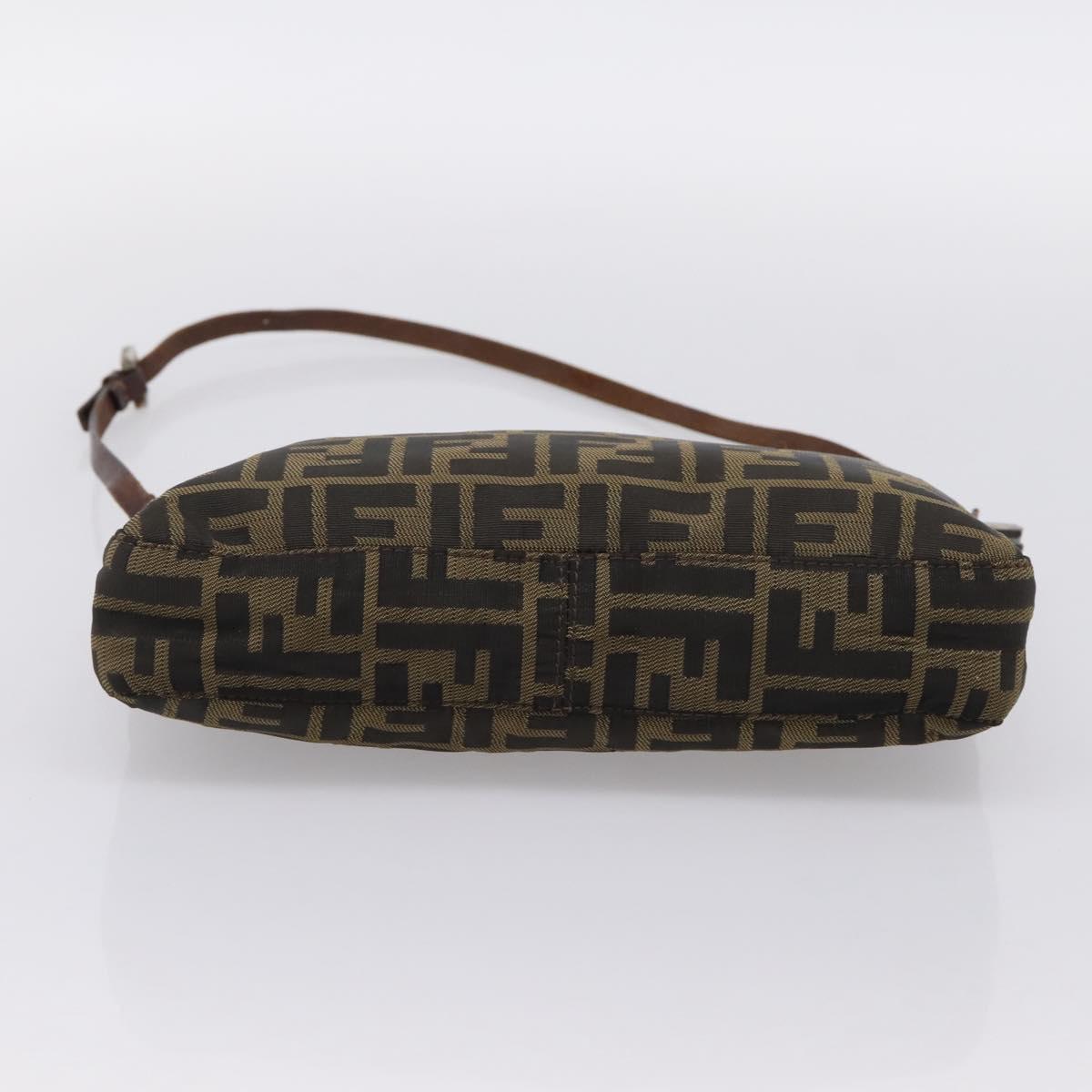 FENDI Zucca Canvas Shoulder Bag Brown Black Auth 201988