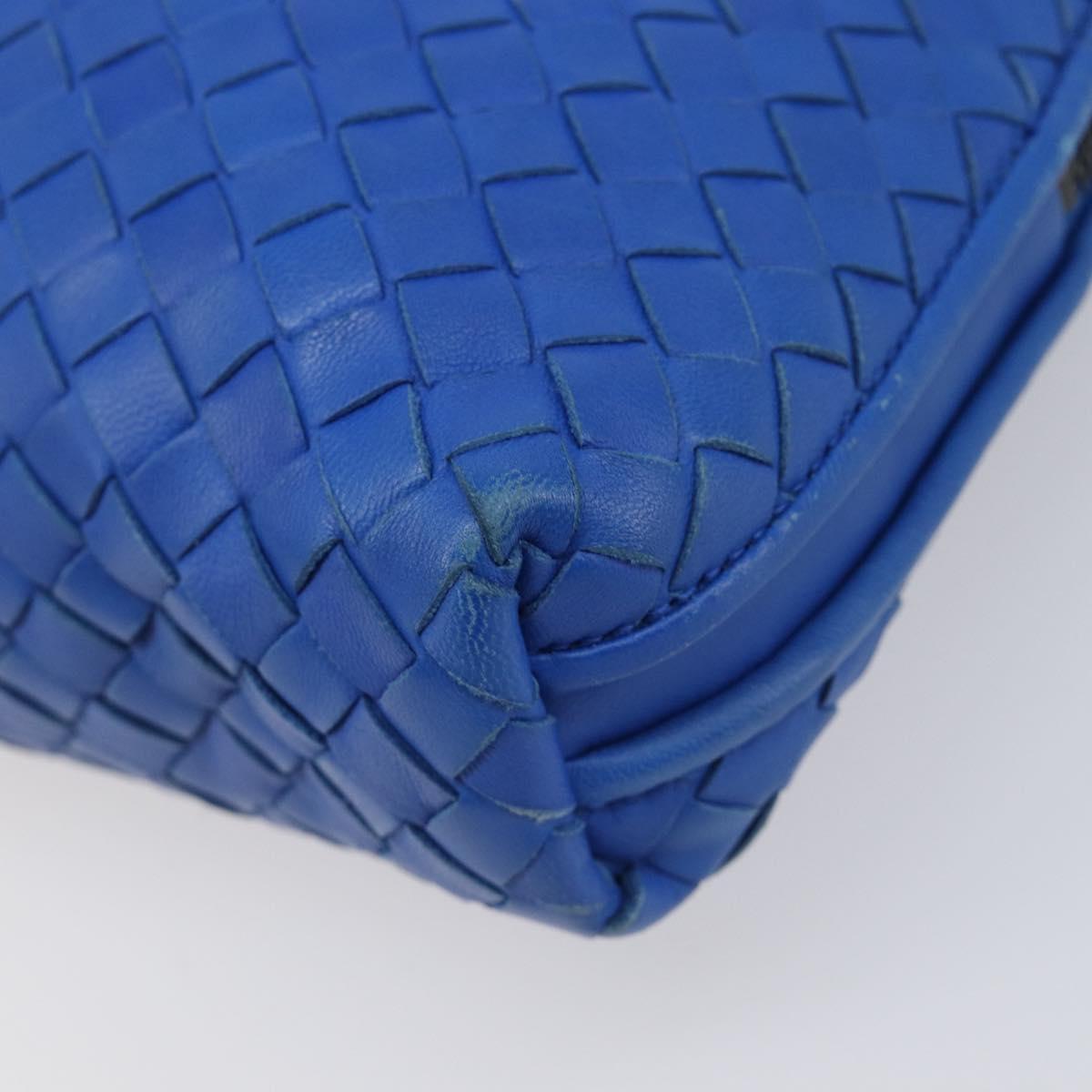 BOTTEGA VENETA INTRECCIATO Shoulder Bag Leather Blue Auth 201989V