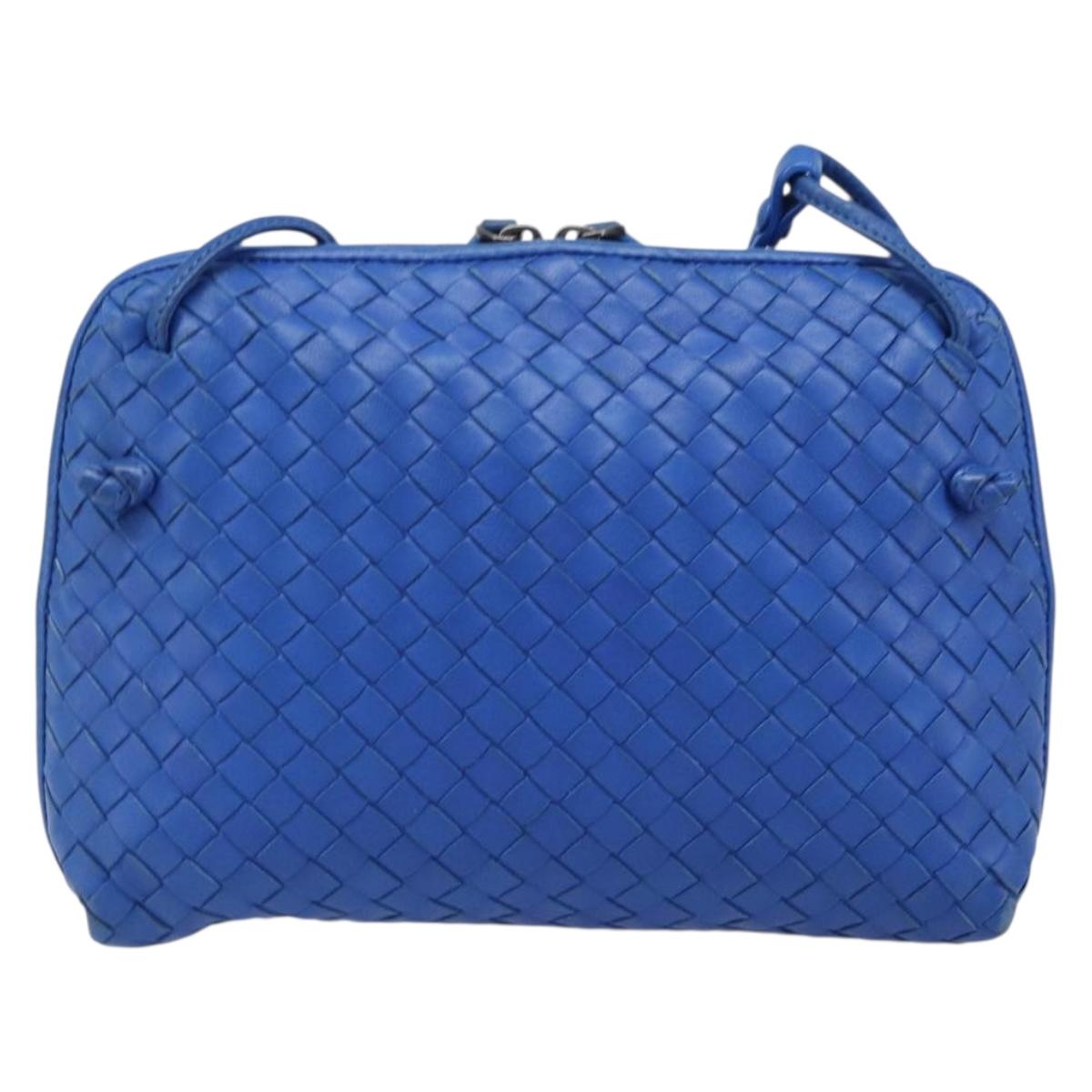 BOTTEGA VENETA INTRECCIATO Shoulder Bag Leather Blue Auth 201989V