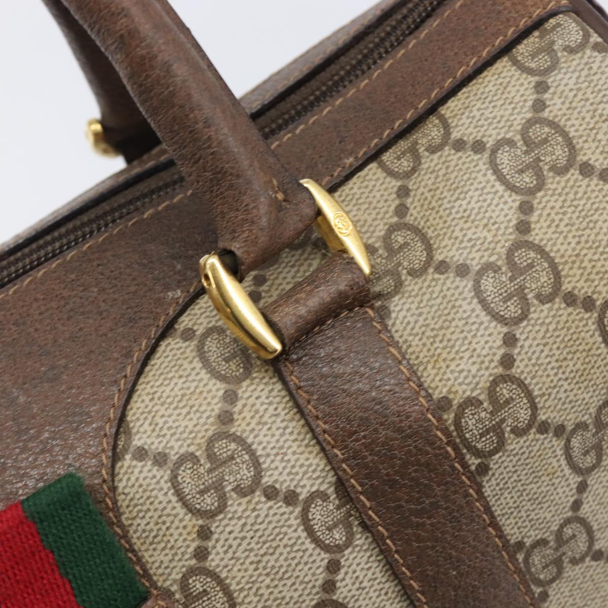GUCCI GG Supreme Web Sherry Line Hand Bag PVC Beige Gold 39 02 006 Auth 201990