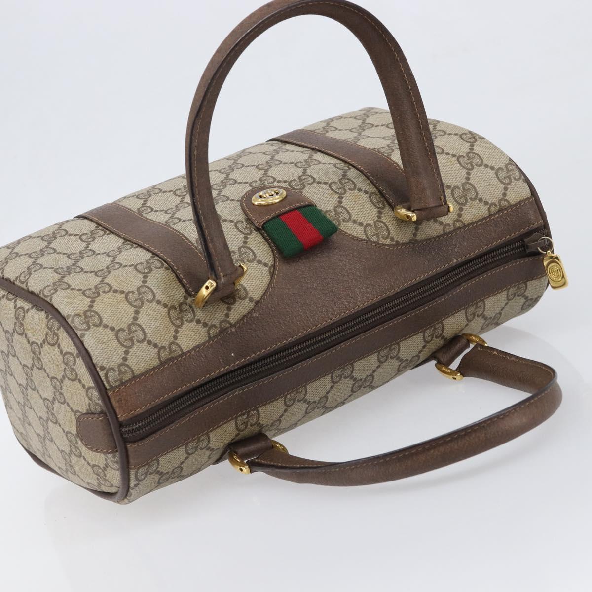 GUCCI GG Supreme Web Sherry Line Hand Bag PVC Beige Gold 39 02 006 Auth 201990