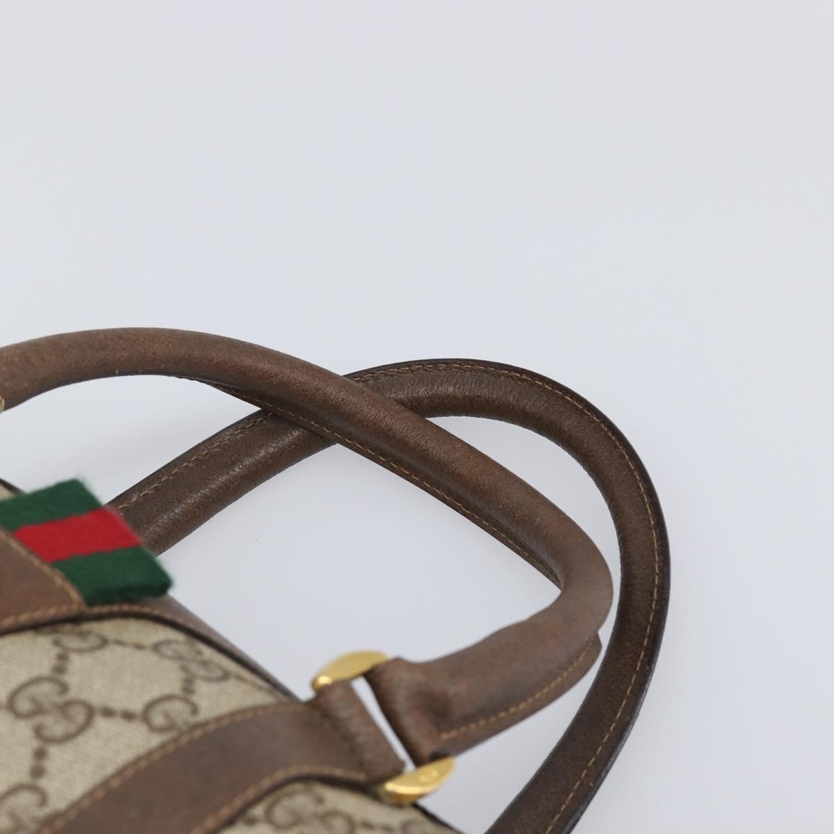 GUCCI GG Supreme Web Sherry Line Hand Bag PVC Beige Gold 39 02 006 Auth 201990