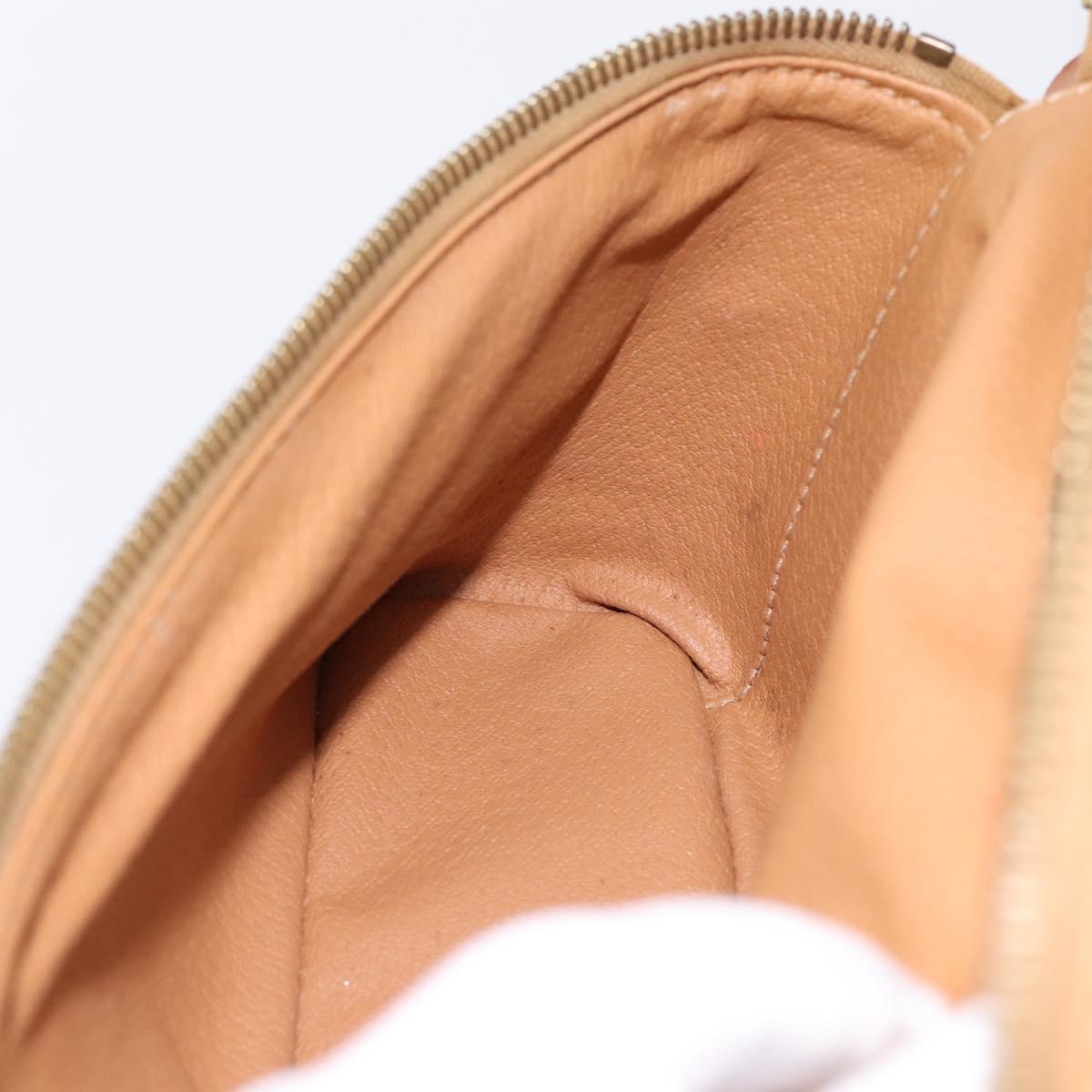 CELINE Macadam Canvas Vanity Cosmetic Pouch PVC Leather Brown Gold Auth 201994
