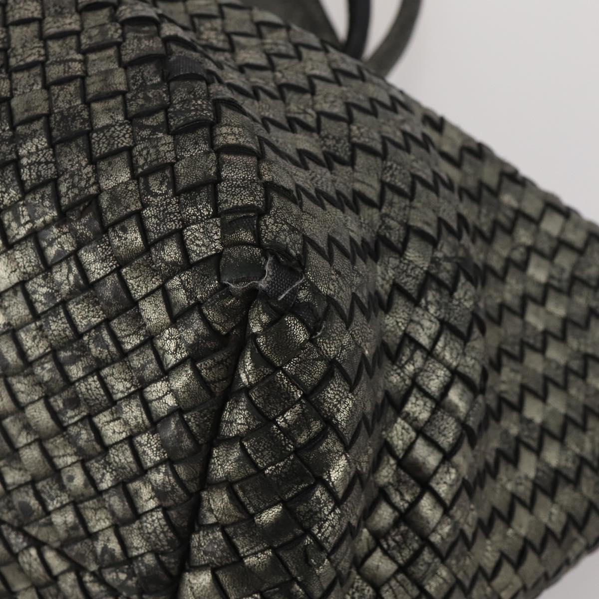 BOTTEGA VENETA INTRECCIATO Hand Bag Leather Black Silver Auth 201995