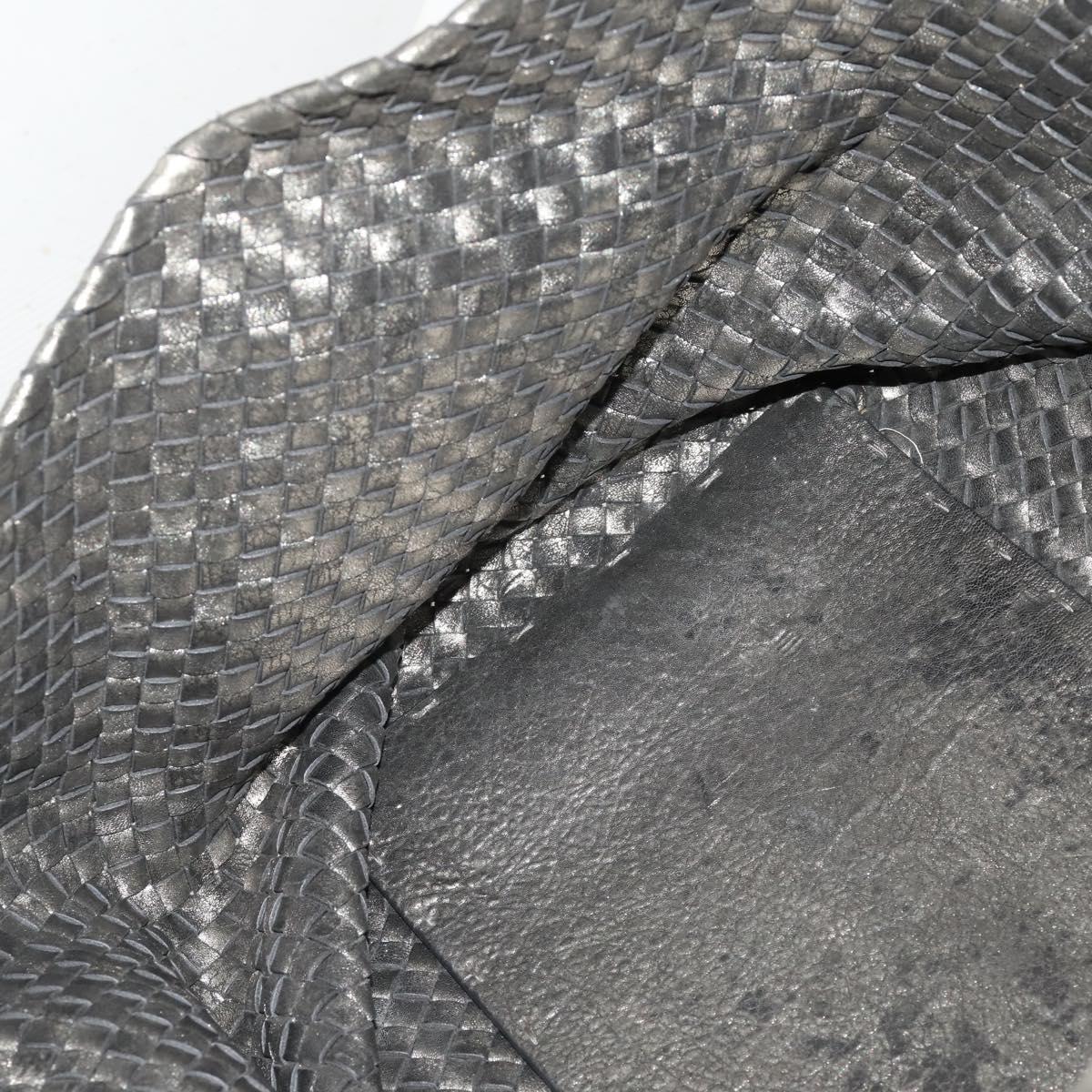 BOTTEGA VENETA INTRECCIATO Hand Bag Leather Black Silver Auth 201995
