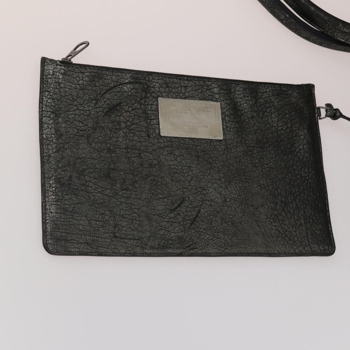 BOTTEGA VENETA INTRECCIATO Hand Bag Leather Black Silver Auth 201995