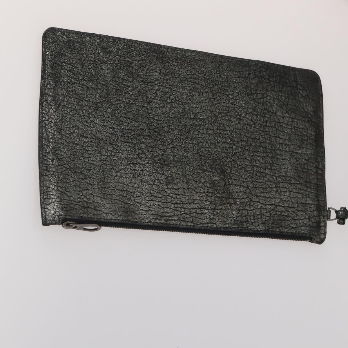 BOTTEGA VENETA INTRECCIATO Hand Bag Leather Black Silver Auth 201995