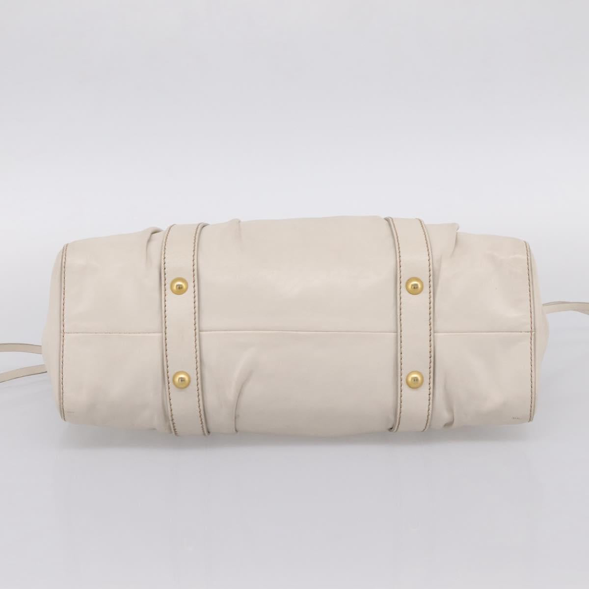 Miu Miu Hand Bag Vitellolux 2way White Gold Auth 201997A
