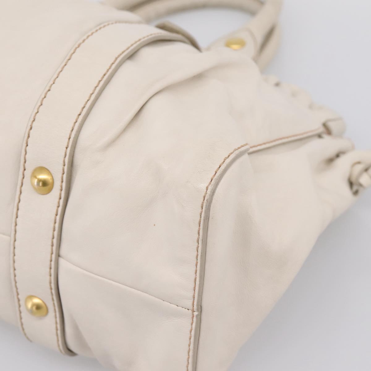 Miu Miu Hand Bag Vitellolux 2way White Gold Auth 201997A