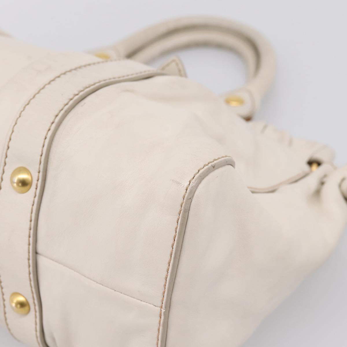 Miu Miu Hand Bag Vitellolux 2way White Gold Auth 201997A