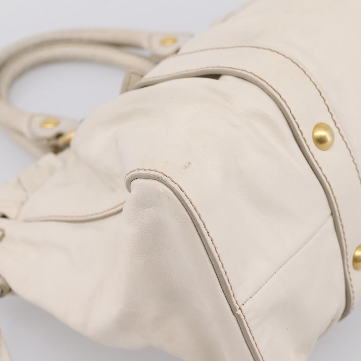 Miu Miu Hand Bag Vitellolux 2way White Gold Auth 201997A