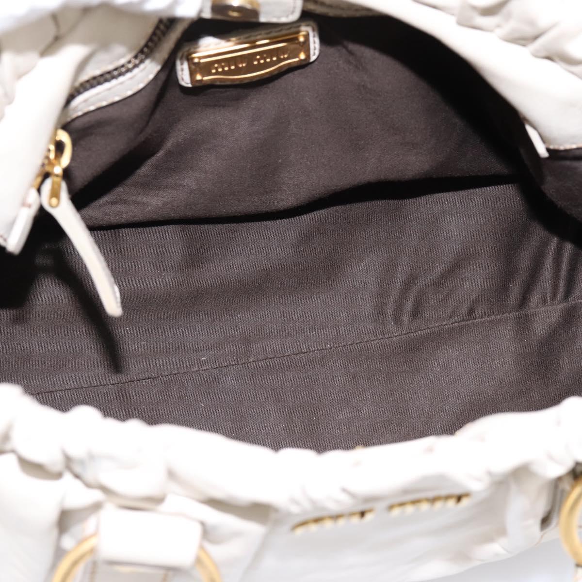 Miu Miu Hand Bag Vitellolux 2way White Gold Auth 201997A