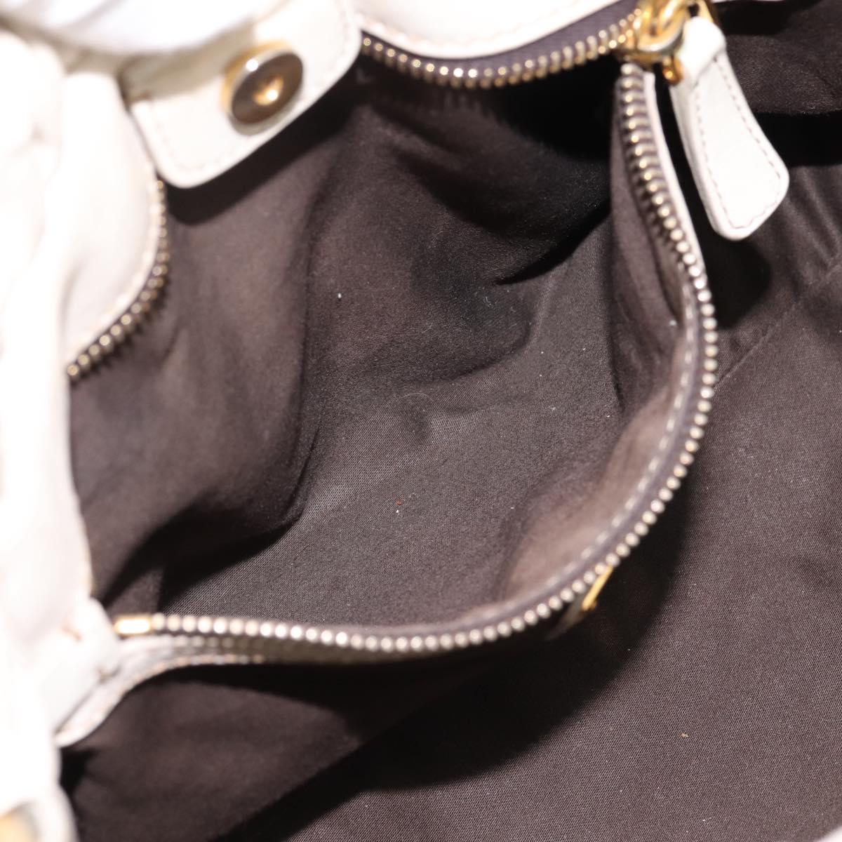 Miu Miu Hand Bag Vitellolux 2way White Gold Auth 201997A
