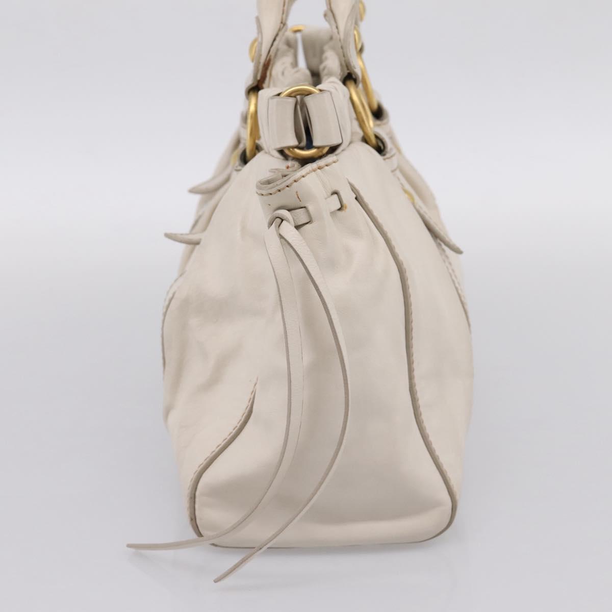 Miu Miu Hand Bag Vitellolux 2way White Gold Auth 201997A
