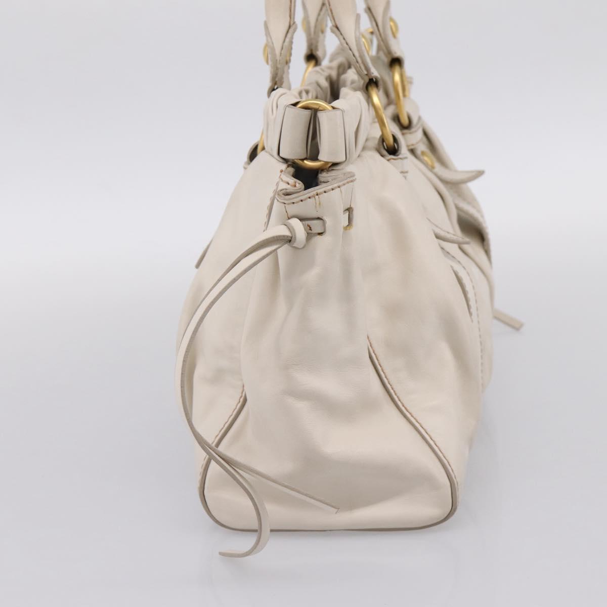 Miu Miu Hand Bag Vitellolux 2way White Gold Auth 201997A