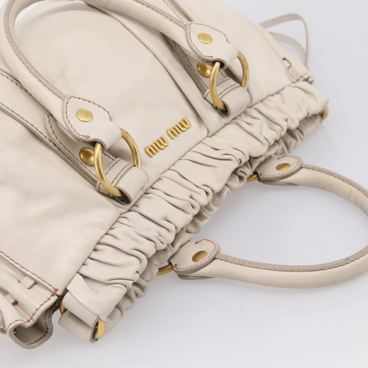 Miu Miu Hand Bag Vitellolux 2way White Gold Auth 201997A