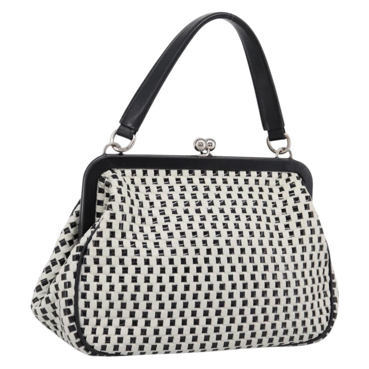 Miu Miu Hand Bag Leather White Silver Auth 201998A
