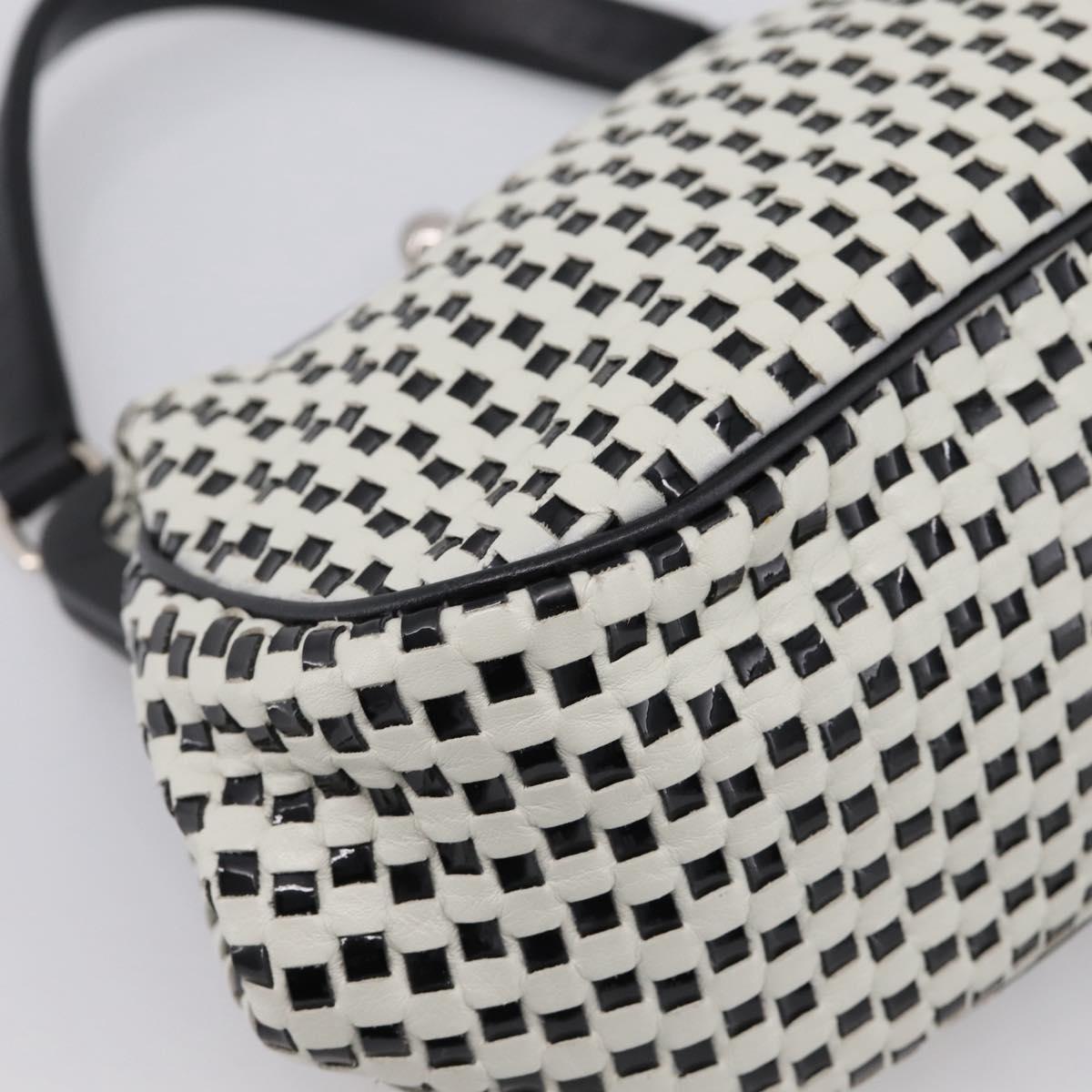 Miu Miu Hand Bag Leather White Silver Auth 201998A