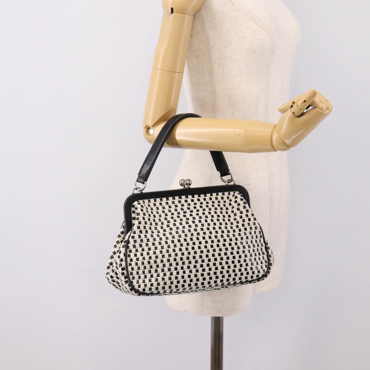 Miu Miu Hand Bag Leather White Silver Auth 201998A