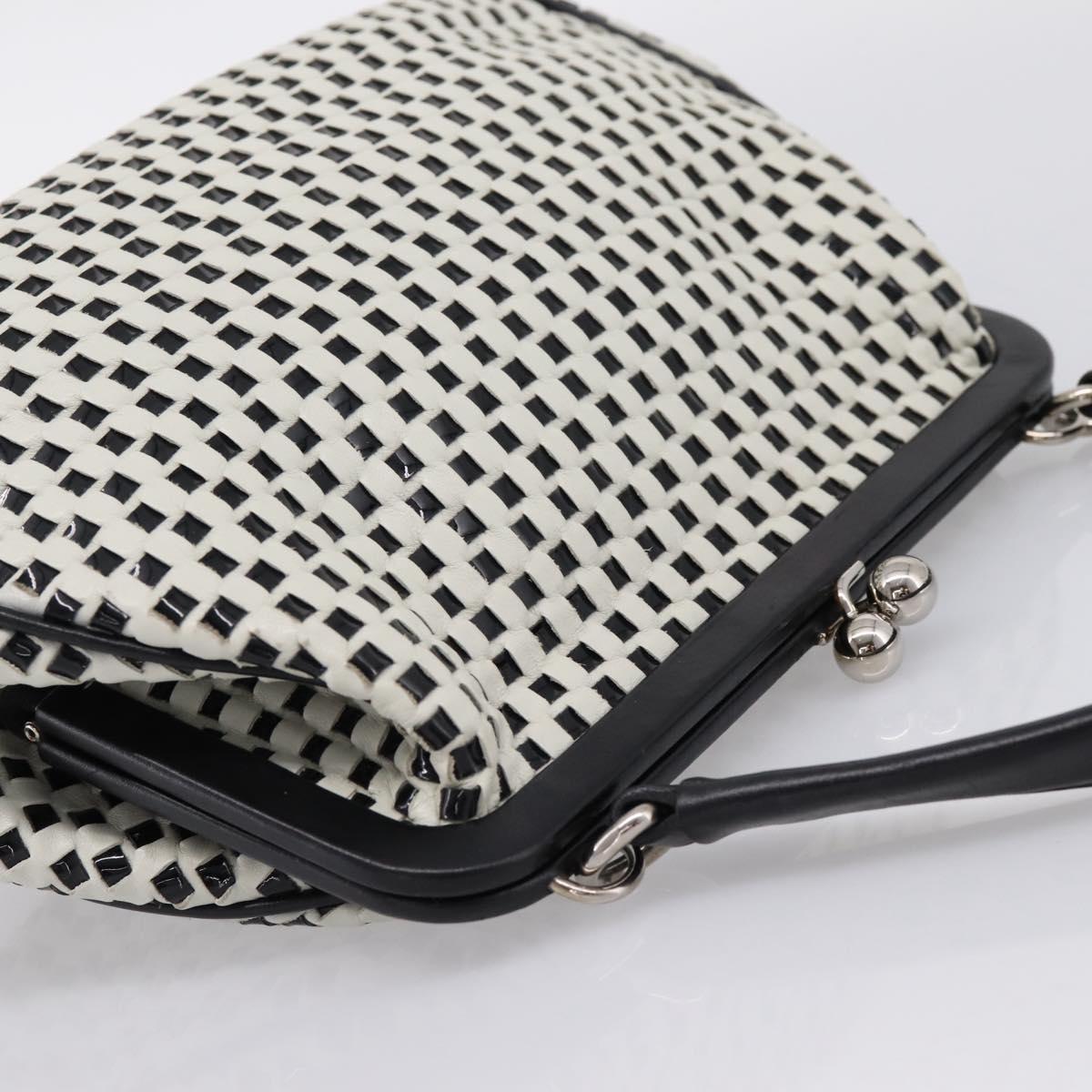 Miu Miu Hand Bag Leather White Silver Auth 201998A