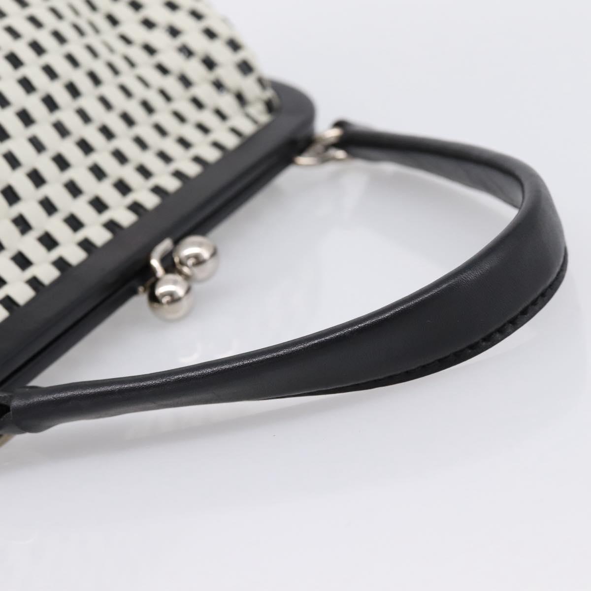 Miu Miu Hand Bag Leather White Silver Auth 201998A