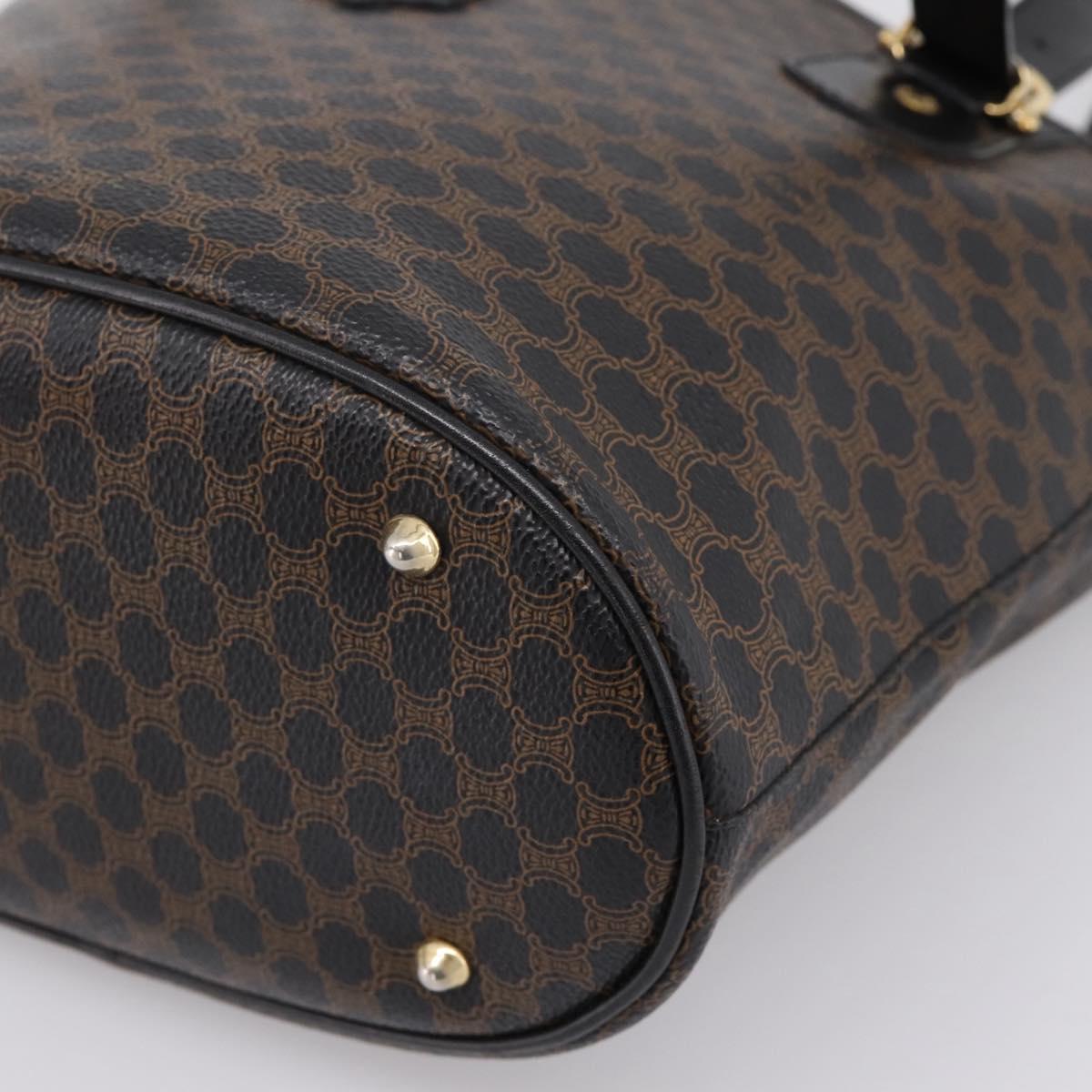 CELINE Macadam Canvas Tote Bag PVC Leather Black Gold Auth 201999A