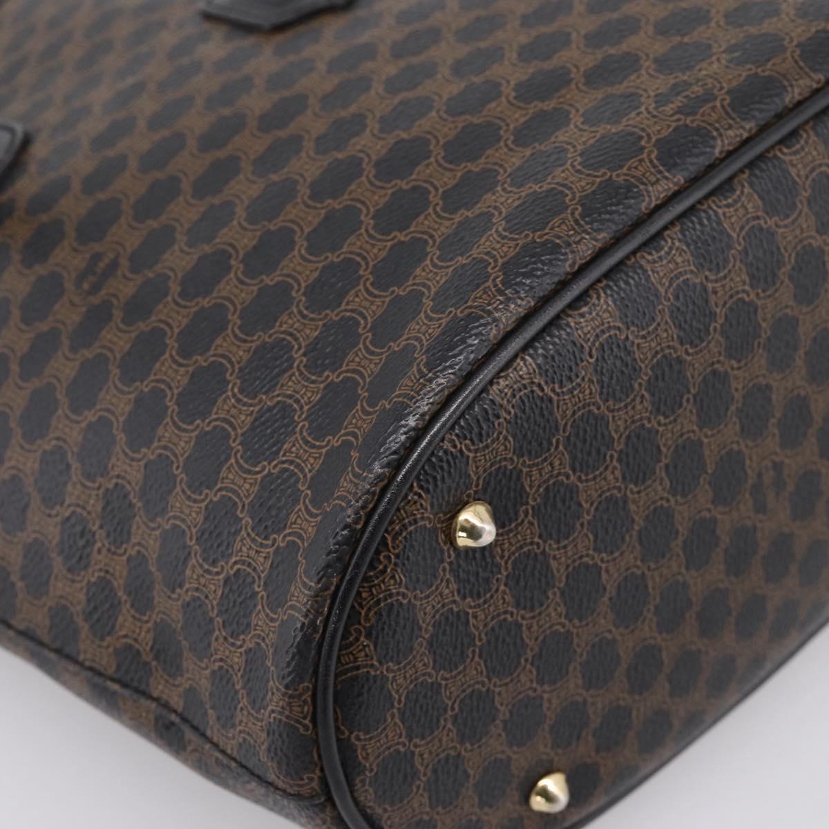 CELINE Macadam Canvas Tote Bag PVC Leather Black Gold Auth 201999A