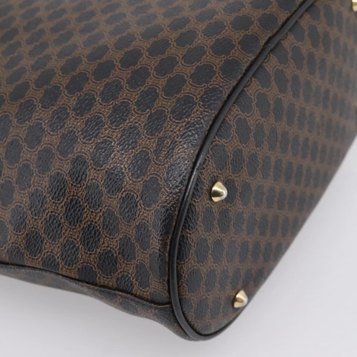 CELINE Macadam Canvas Tote Bag PVC Leather Black Gold Auth 201999A