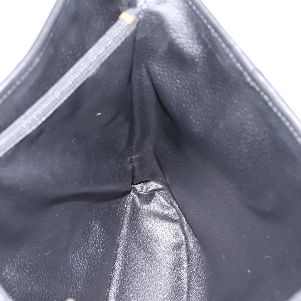 CELINE Macadam Canvas Tote Bag PVC Leather Black Gold Auth 201999A