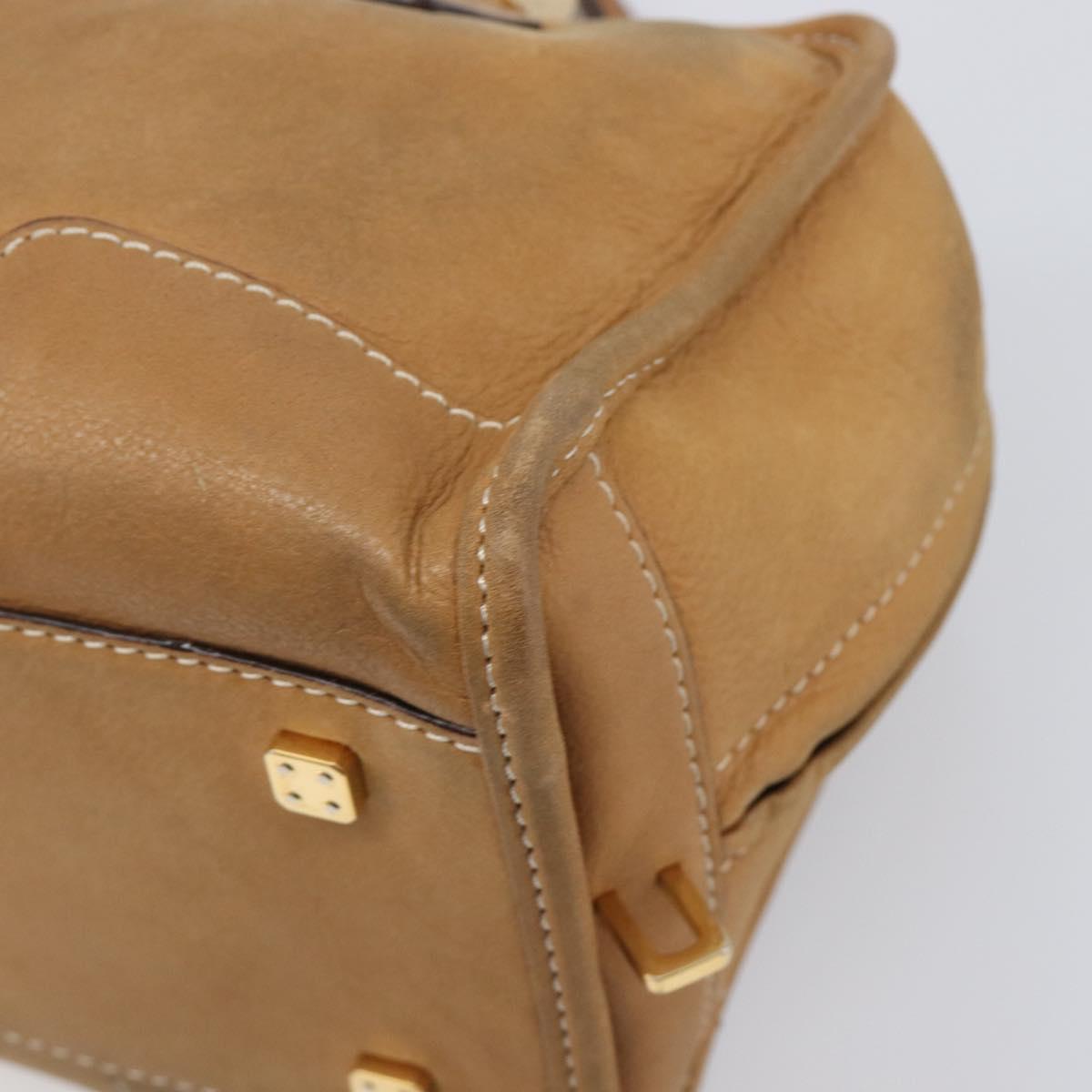 LOEWE Amazona 28 Hand Bag Leather Beige Gold Auth 202000A