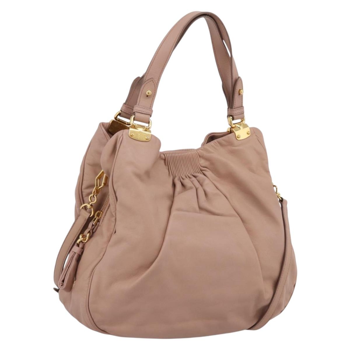 Miu Miu Hand Bag Leather 2way Pink Gold Auth 202002V