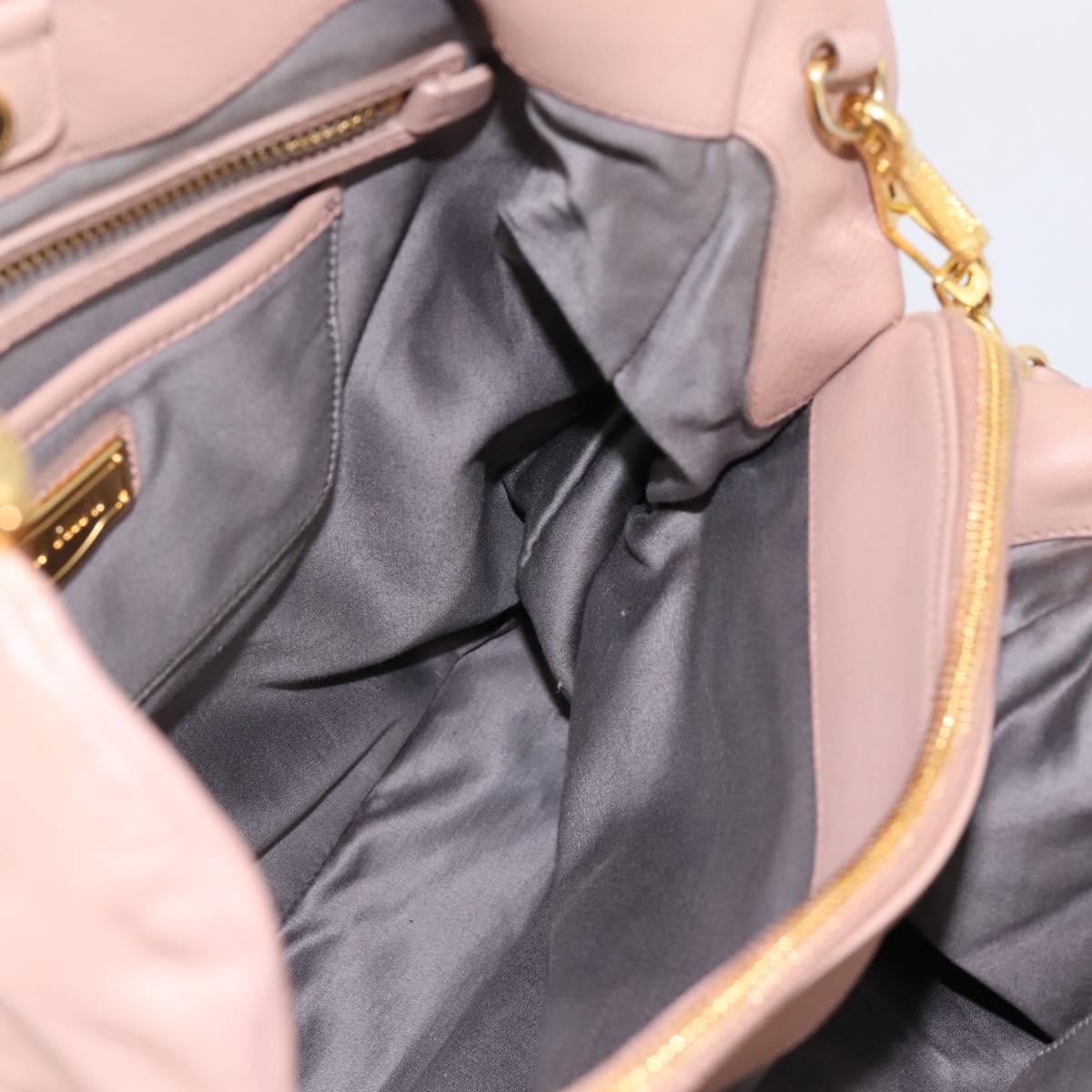 Miu Miu Hand Bag Leather 2way Pink Gold Auth 202002V