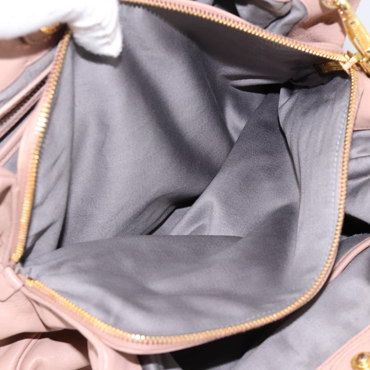 Miu Miu Hand Bag Leather 2way Pink Gold Auth 202002V