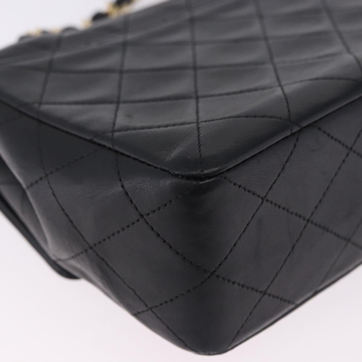 CHANEL Matelasse Chain Shoulder Bag Lamb Skin Black Gold CC Auth 202003SAV