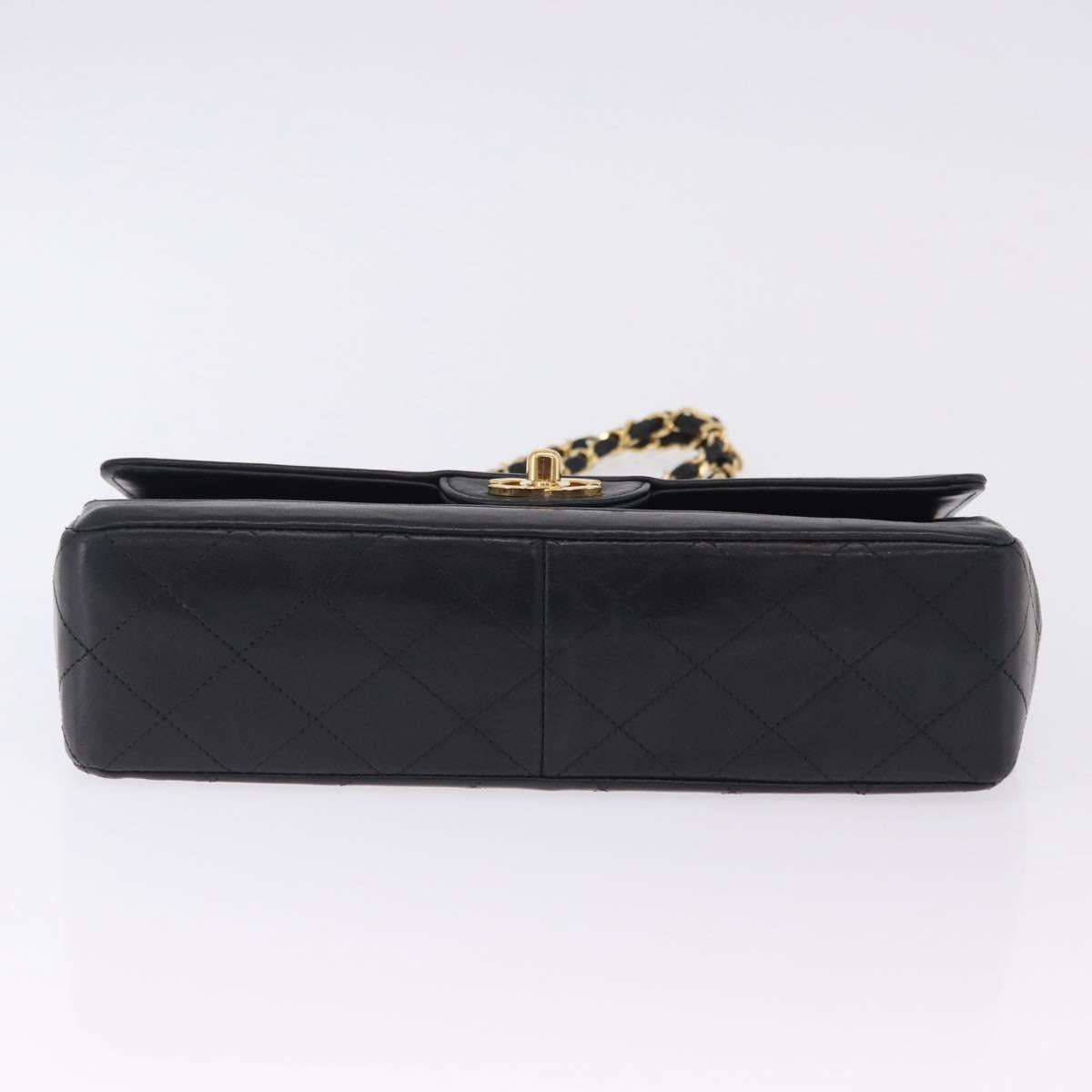 CHANEL Matelasse Chain Shoulder Bag Lamb Skin Black Gold CC Auth 202003SAV