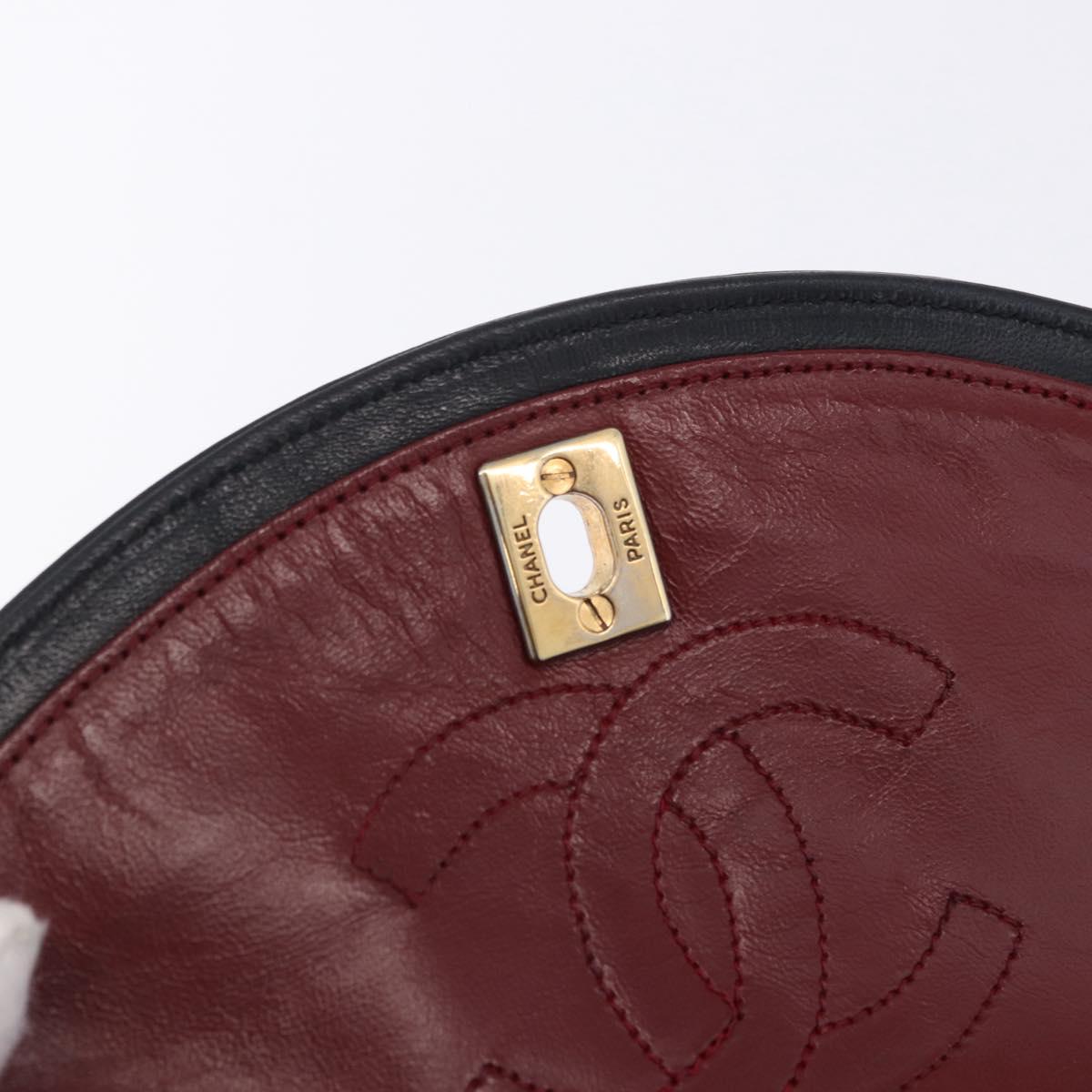 CHANEL Matelasse Chain Shoulder Bag Lamb Skin Black Gold CC Auth 202004SAV