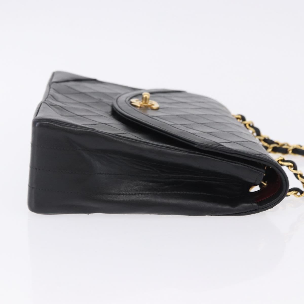 CHANEL Matelasse Chain Shoulder Bag Lamb Skin Black Gold CC Auth 202004SAV
