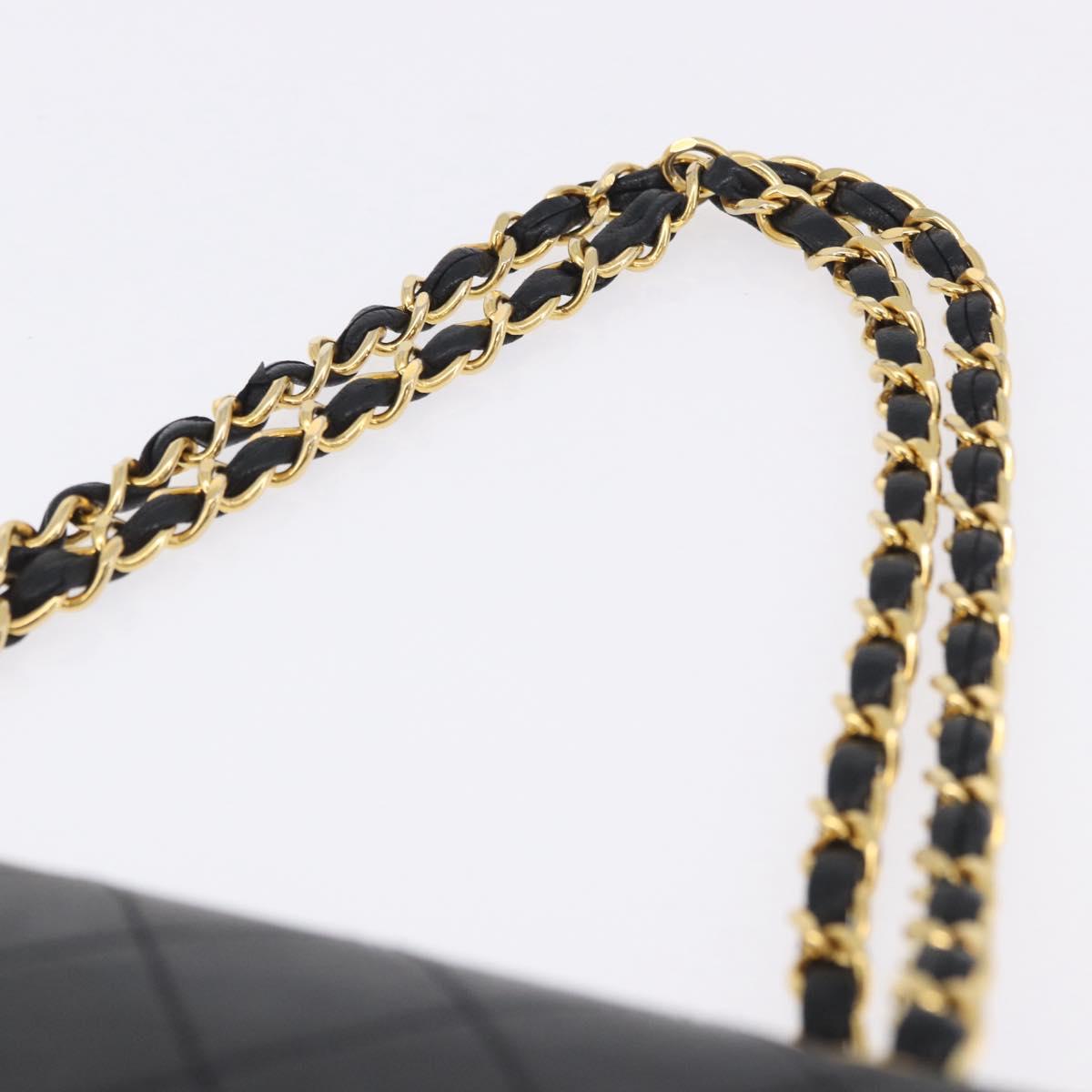 CHANEL Matelasse Chain Shoulder Bag Lamb Skin Black Gold CC Auth 202004SAV